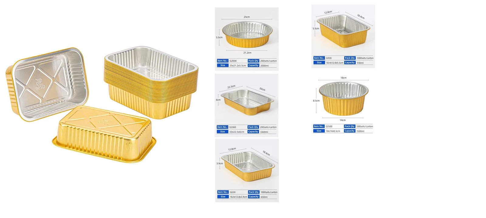 alumium food container golden 2