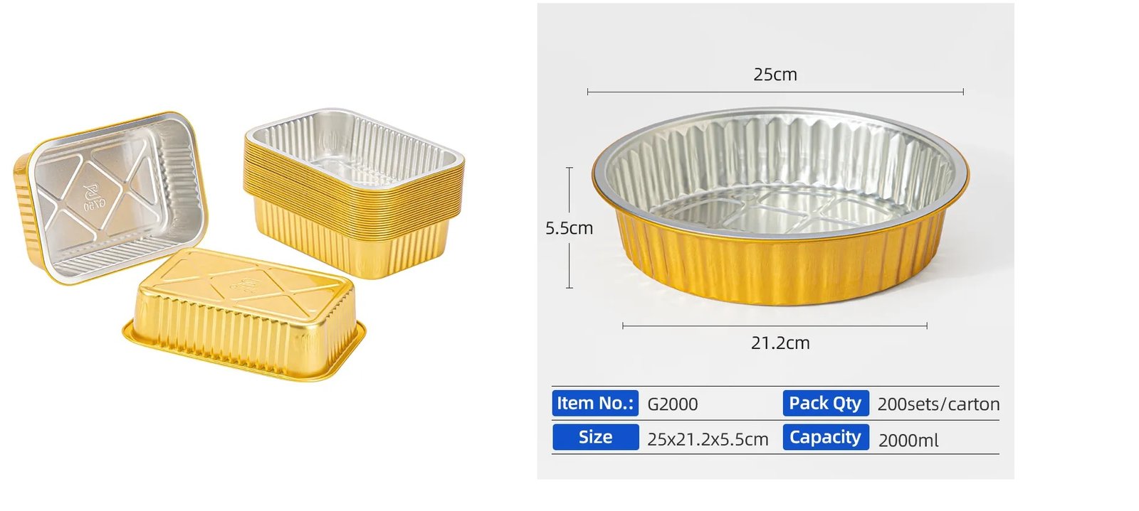 alumium food container golden