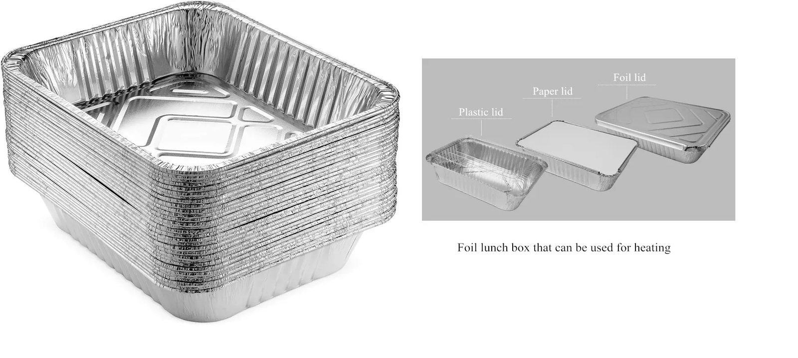 alumium food container with three type of lid