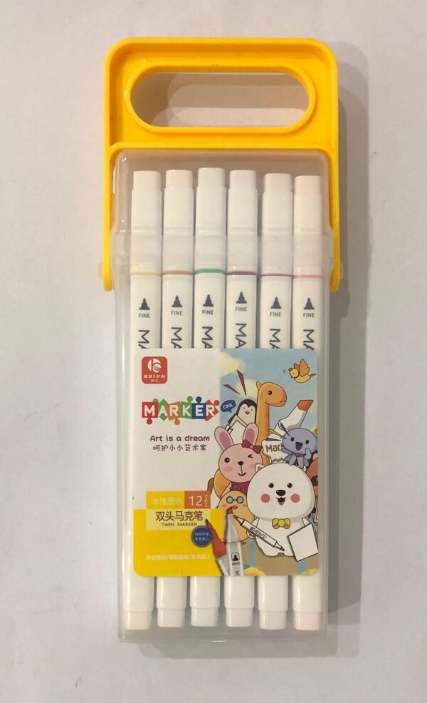 Dual-Tip Water-Based Markers – 12Colors pack